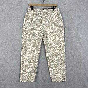 J.Crew Linen Blend Leopard Straight Leg Pants Womens Size 10 Coastal Resort